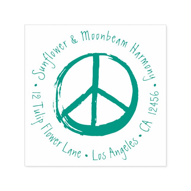 Peace Symbol No War Hippie Love 1960s Sign  Self-inking Stamp (Design)
