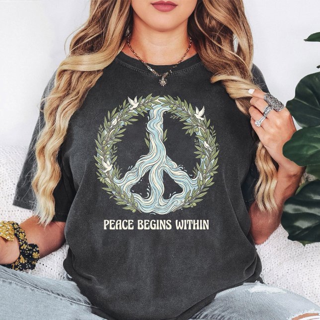 Peace Symbol Olive Branches Doves Inner Peace T-Shirt (Creator Uploaded)