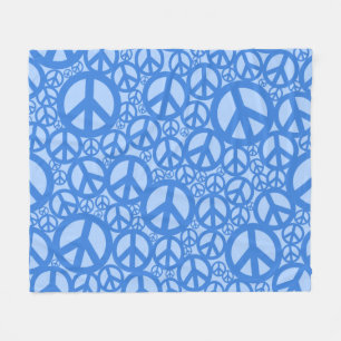 Peace Symbol Pattern Blue Fleece Blanket