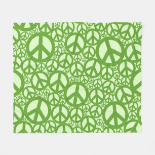 Peace Symbol Pattern Green Fleece Blanket