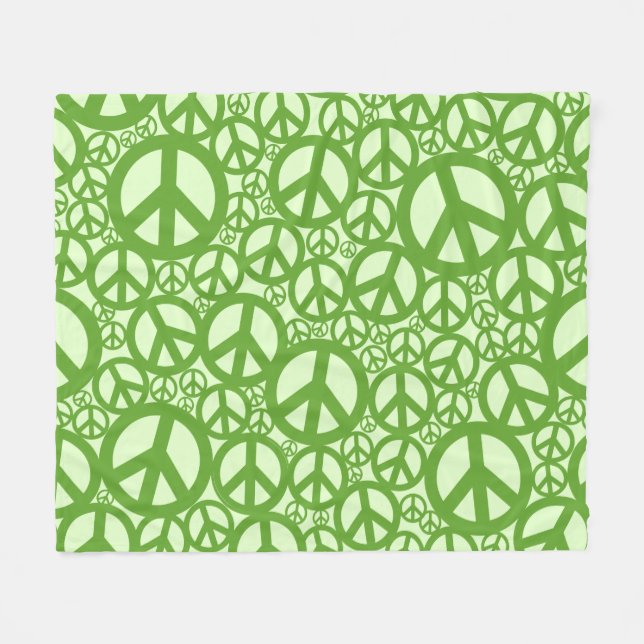 Peace Symbol Pattern Green Fleece Blanket (Front (Horizontal))