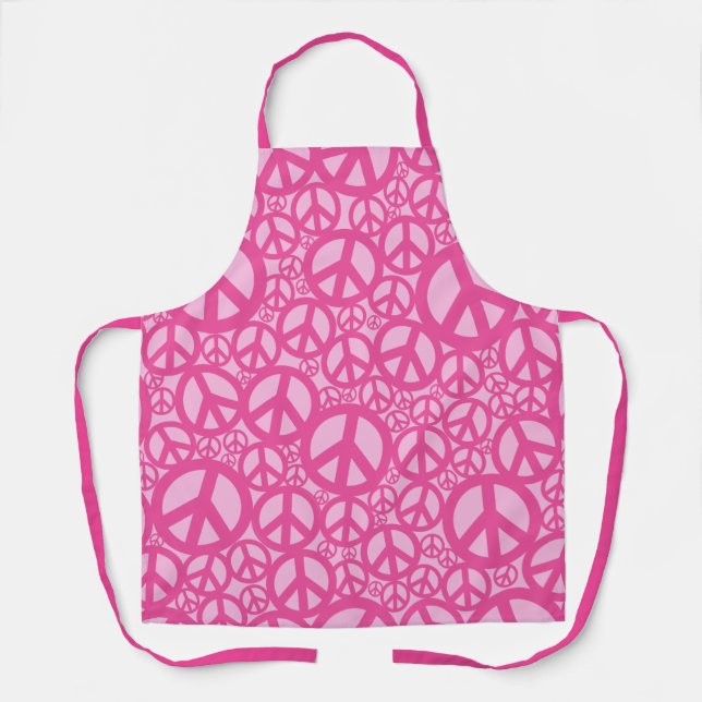 Peace Symbol Pattern Pink Apron (Front)