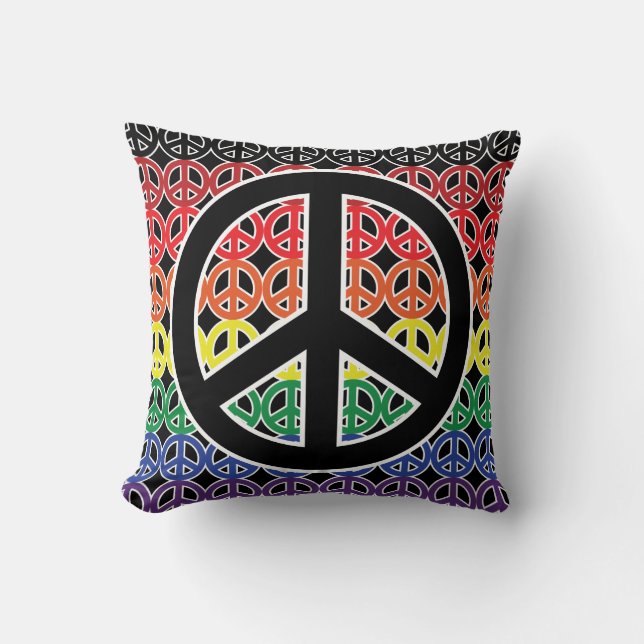 Peace Symbol Rainbow Lineup Cushion (Front)
