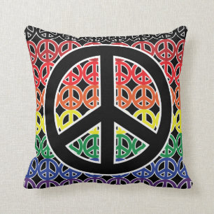 Peace Symbol Rainbow Lineup Cushion