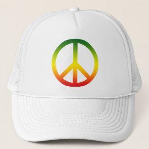 Peace Symbol Rasta Trucker Hat
