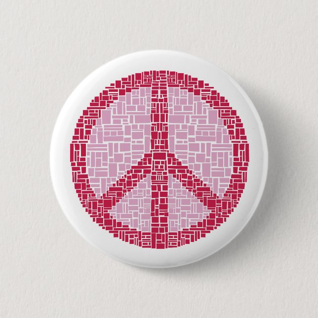 Peace Symbol (Red) 6 Cm Round Badge (Front)