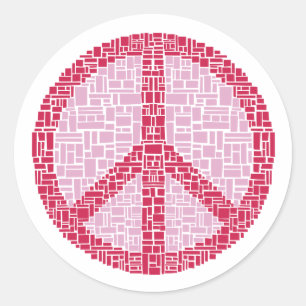 Peace Symbol (Red) Classic Round Sticker