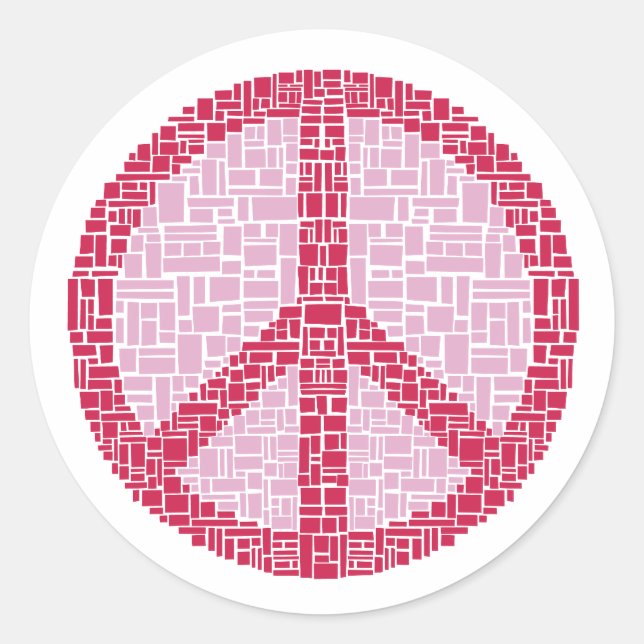 Peace Symbol (Red) Classic Round Sticker (Front)