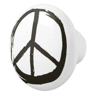 PEACE Symbol Sign Hippie Love Artistic  Brushed Ceramic Knob
