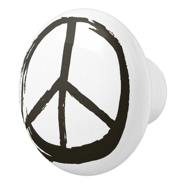 PEACE Symbol Sign Hippie Love Artistic  Brushed Ceramic Knob (Right)