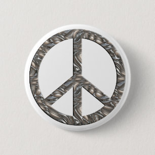 PEACE symbol  - SILVER 6 Cm Round Badge