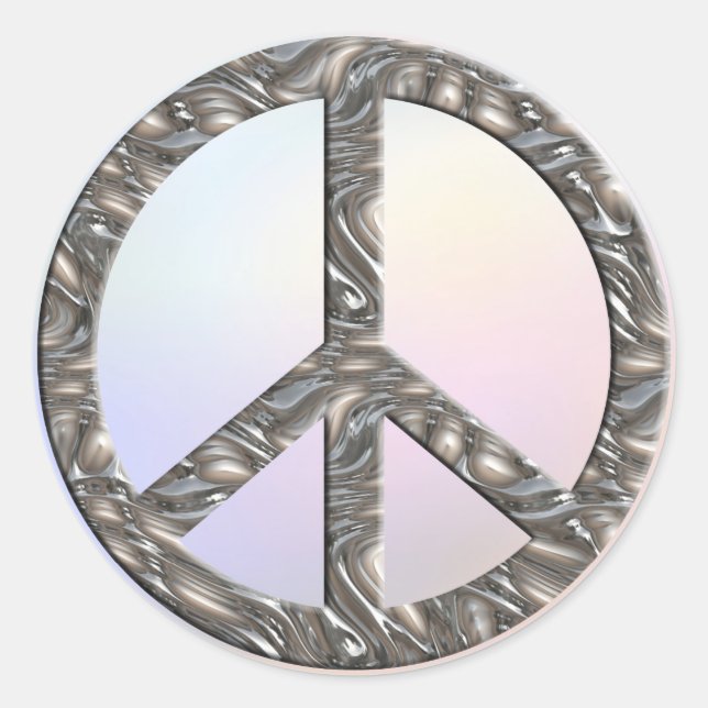 PEACE symbol  - SILVER | coloured light Classic Round Sticker (Front)