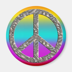 PEACE symbol - SILVER Magnet