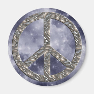 PEACE symbol - SILVER Magnet