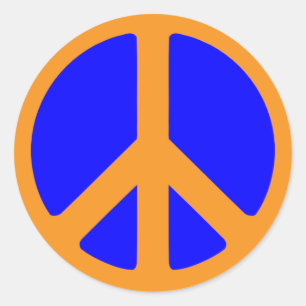 Peace Symbol sticker in blue and gold
