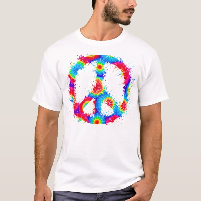 Peace Symbol Tie Dye Ink T-Shirt (Front)