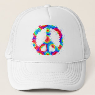 Peace Symbol Tie Dye Ink Trucker Hat