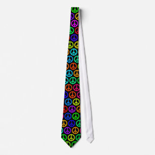 Peace Symbol Tie (Rainbow Colours on Black)