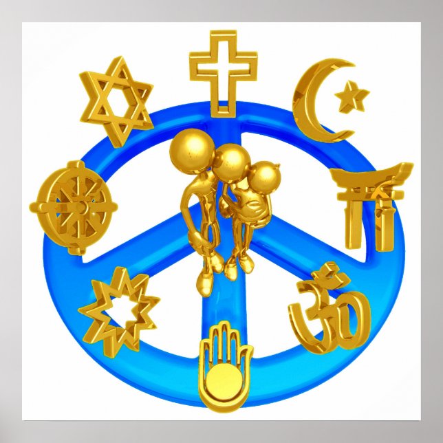 Peace Symbol Uniting All World Religions Poster (Front)