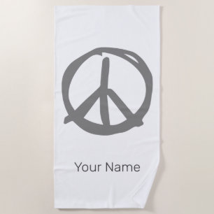 Peace Symbol Vintage Sign For Peaceful Hippie Beach Towel