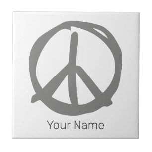 Peace Symbol Vintage Sign For Peaceful Hippie Ceramic Tile