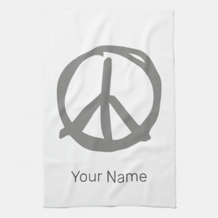 Peace Symbol Vintage Sign For Peaceful Hippie Tea Towel