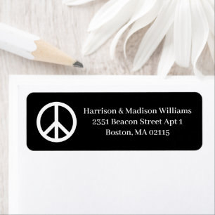 Peace symbol white black elegant custom Address Return Address Label