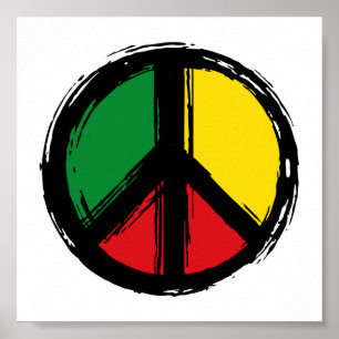 Peace Symbol with reaggae colors Poster