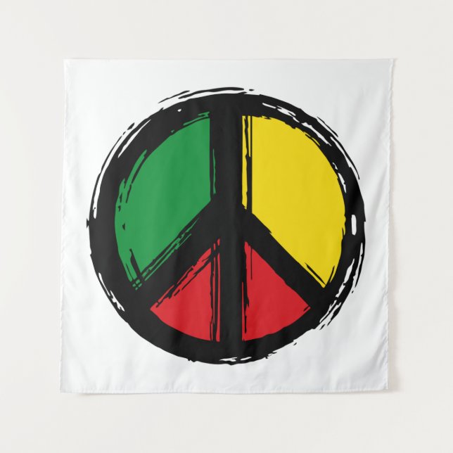 Peace Symbol with reaggae colours Tapestry (Front)