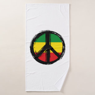 Peace Symbol with reaggae style Bath Towel