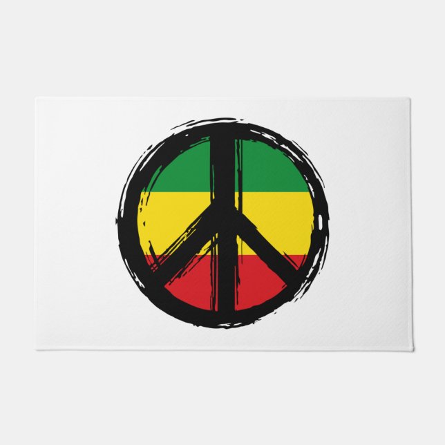 Peace Symbol with reaggae style Doormat (Front)