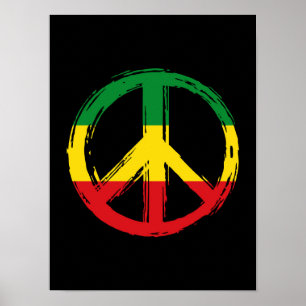 Peace Symbol With Reggae Colours Poster