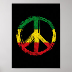 Peace Symbol With Reggae Colours Poster