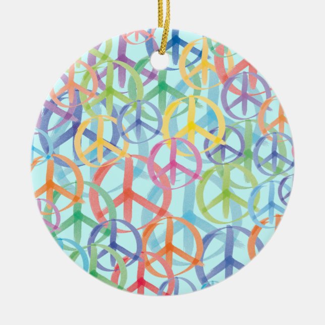 Peace Symbols Art Ceramic Tree Decoration (Front)