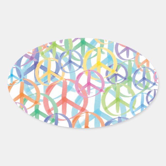 Peace Symbols Art Oval Sticker (Front)