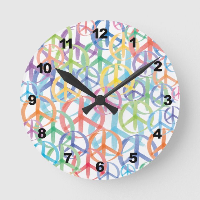 Peace Symbols Art Round Clock (Front)