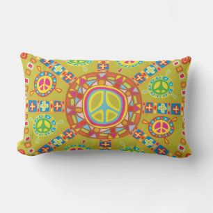 Peace Symbols Design Lumbar Cushion