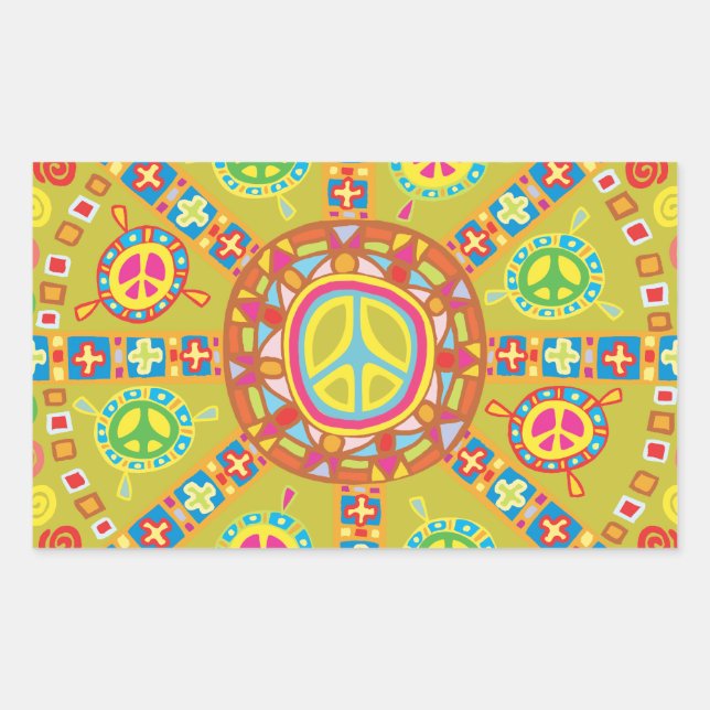 Peace Symbols Design Rectangular Sticker (Front)