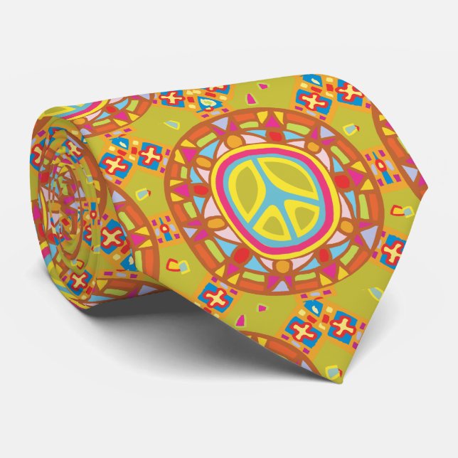 Peace Symbols Design Tie (Rolled)