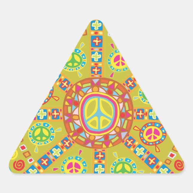 Peace Symbols Design Triangle Sticker (Front)