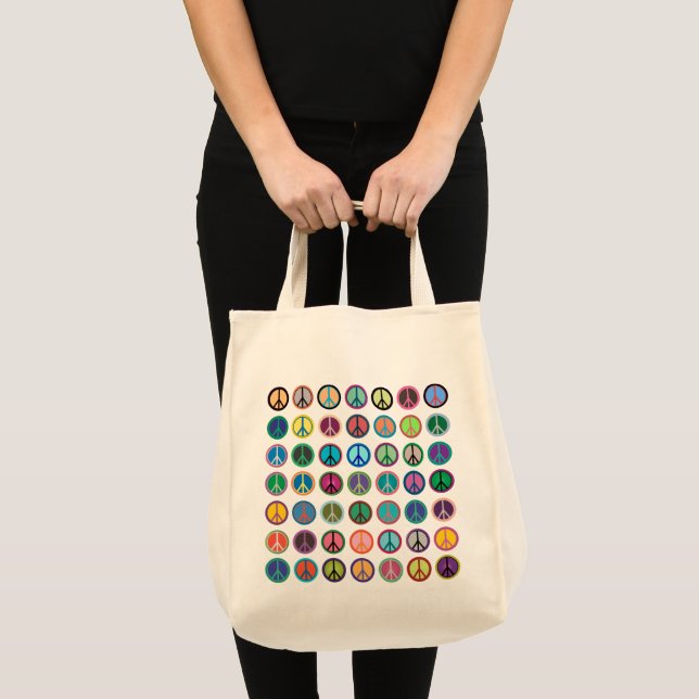 Peace Symbols in Colour Tote Bag (Front (Product))