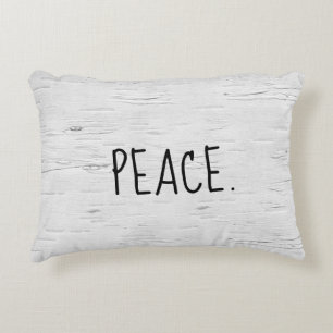 PEACE Text On Birch Tree Accent Pillow