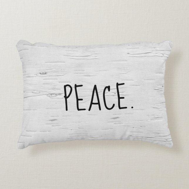 PEACE Text On Birch Tree  Accent Pillow (Front)