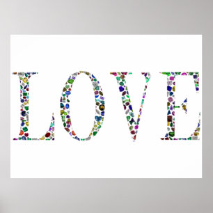 Peace, the word 'LOVE' Gemstone Poster