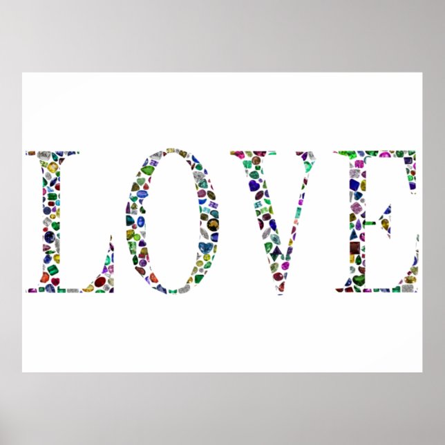 Peace, the word 'LOVE' Gemstone Poster (Front)