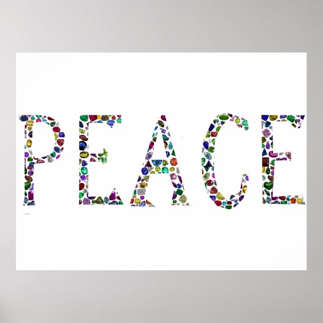 Peace, the word 'PEACE' Gemstone Poster (Front)