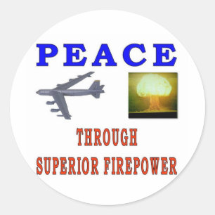 PEACE THROUGH CLASSIC ROUND STICKER