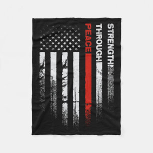 Peace Through Strength Distressed Flag Usa Fleece Blanket