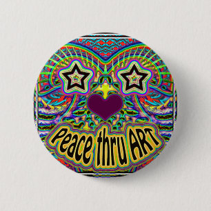 peace-thru-art-star-face 6 cm round badge