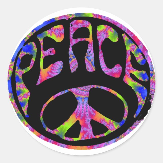 Peace - Tie Dyed Foreground Classic Round Sticker (Front)